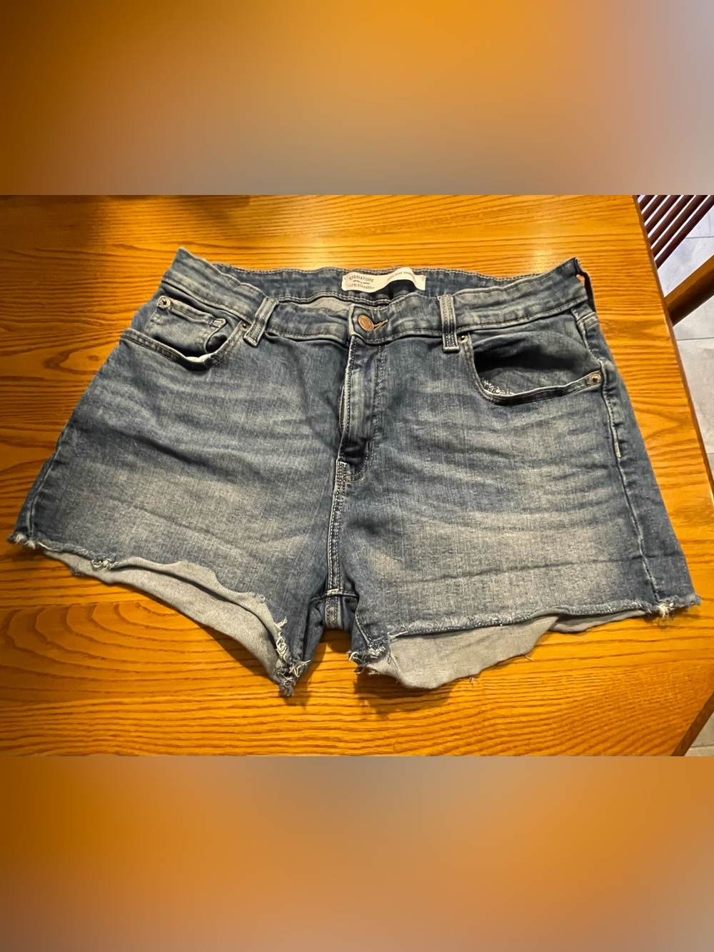 Signature by Levi Strauss Faded Blue Denim Cutoff Shorts